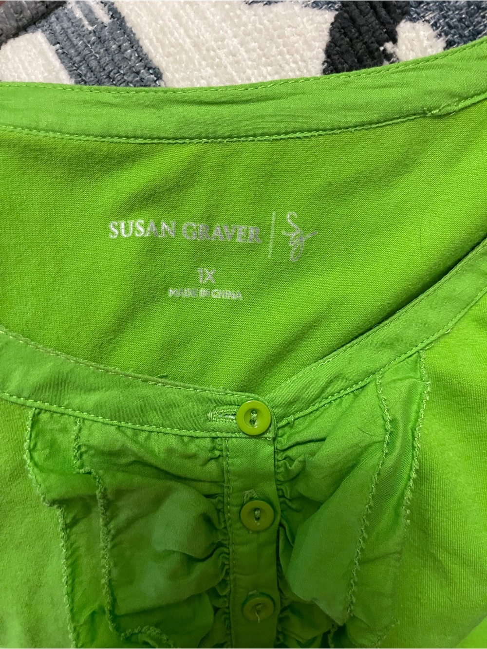 Susan Graver Lime Green Blouse size 1X